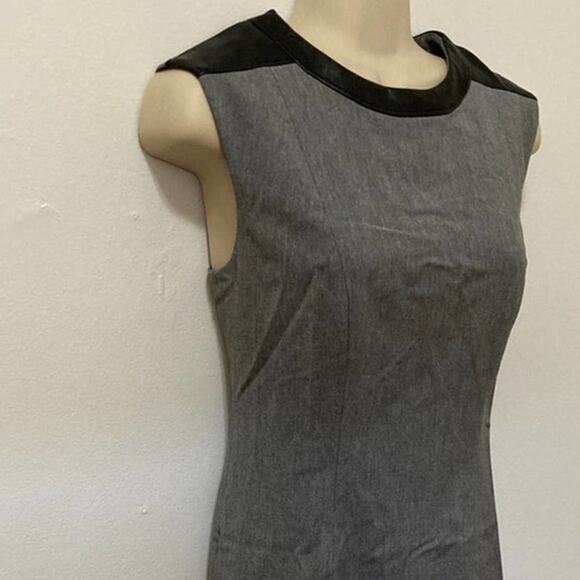 Banana Republic Grey Shift Dress Faux Leather Trim size US 4 - Picture 4 of 8
